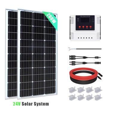 China Home 200W 24V outdoor power system Mono Solar Panel with 30A Wi-Fi PWM Solar Charge Controller for sale