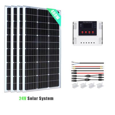 China Home 400W 24V outdoor power system Mono Solar Panel with 30A Wi-Fi PWM Solar Charge Controller for sale