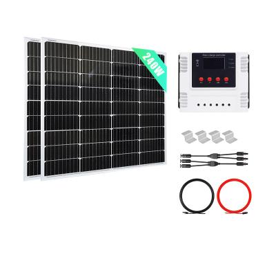 China Home 240W 12V outdoor power system Mono Solar Panel with 30A Wi-Fi PWM Solar Charge Controller for sale