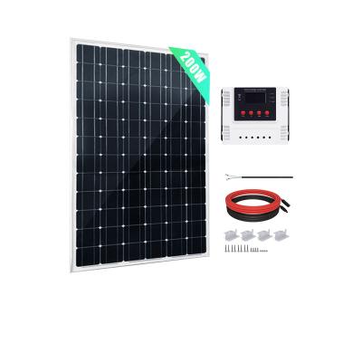 China Home Portable Outdoor Power System wholesale 200W 12V Mono Panel with 30A  Wi-Fi PWM Solar Charge Controller for RV for sale