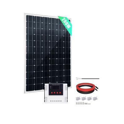 China Home Worthy Solar Panel System supplier 200W 12V Mono Panel with 30A  Wi-Fi PWM Solar Charge Controller for carport shed for sale