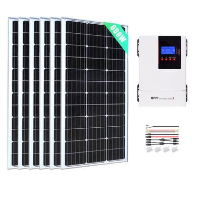 China Home 600W 24V outdoor power system Mono Solar Panel with 60A Wifi MPPT Solar Charge Controller for sale