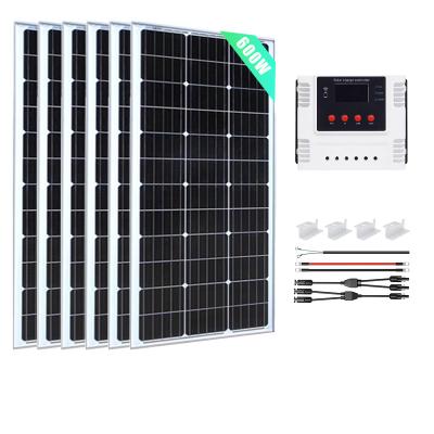 China Home 600W 24V outdoor power system Mono Solar Panel with 60A Wi-Fi PWM Solar Charge Controller for sale