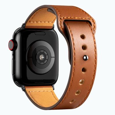 China Waterproof Luxury Leather Strap For Apple Watch Series 7 6 5 4 Straps Loop Vintage Band For iWatch 41 45 Mm PU Smart Watch Bands for sale