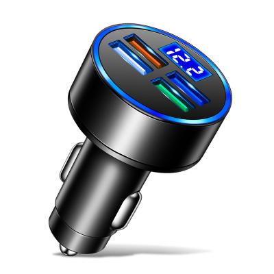 China Wholesale New Mobile Phone Factory Car Battery Voltage Detection Digital Led Display Car Charger 4 in 1 USB Port Smart Car Phone Charger for sale