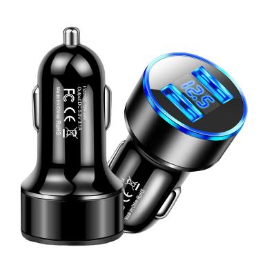 China LED Indicator 12.5V Voltage Display Digital Screen Car Charger For Xiaomi 11 Mobile Phone Adapter Car Charger Cigarette Lighter Adapter for sale