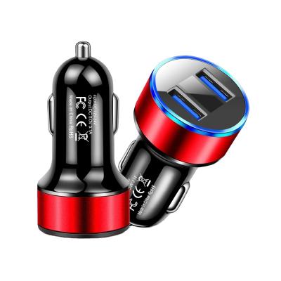 China LED Indicator Car Charger for Cigarette Lighter Smart Phone USB Adapter Mobile Phone USB Digital Display Voltmeter Dual Fast Charging for sale