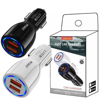 China Mobile Phone Car USB Charger Quick Charge QC3.0 QC2.0 Mobile Phone Charger 2 Port USB Fast Car Charger For iPhone Samsung Tablet for sale