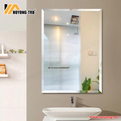 China Plain Court Mirror Frameless Rectangular Beveled Glass Mirror For Bathroom for sale