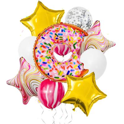 China Cartoon Doughnut Pentagram Aluminum Foil Balloons for Birthday Party Decoration for sale