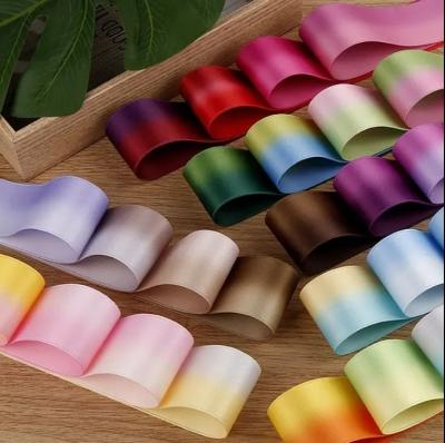 China Two Tone Polyester-Cotton Print Satin Ribbon Hair Bows Material Accessories Gift Flower Wrap for sale