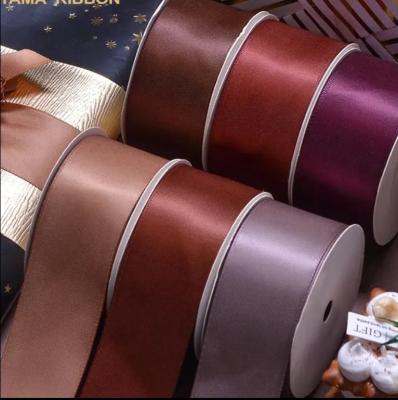 China Polyester Double Face Smooth Satin Ribbon in Solid Colors for Gift Packing/Decorations for sale