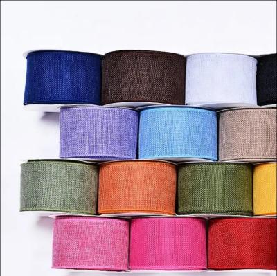 China Wired Burlap Ribbons Roll for Gift Wrap in 63mm 10yards Package Size 10X10X10 cm for sale