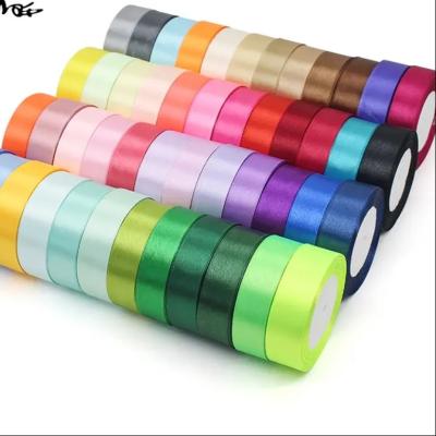 China Solid Color Single Face Satin Ribbon For Gift Wrap 25 mm Customize Package size 9X9X2.5 cm for sale