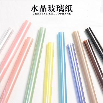 China Wholesale flower shop materials floral bouquet wrapping paper waterproof solid color flower wrapping crystal cellophane flowers for sale