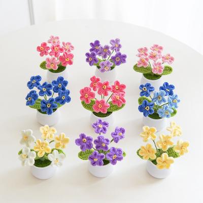 China Fabricación artesanal de flores en macetas, decoración para el hogar Arreglo de flores de hilo de punto, regalo creativo en venta