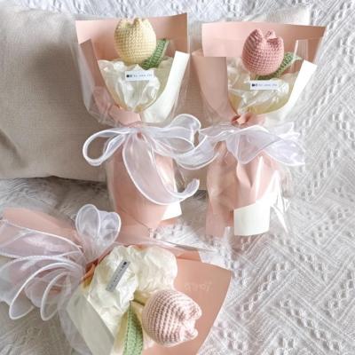 Chine Tulipe tricotée Bouquet de petites fleurs Fleur de tournesol Fleur de laine Produit fini Entreprise d'approvisionnement Construction d'équipe Cadeau à vendre