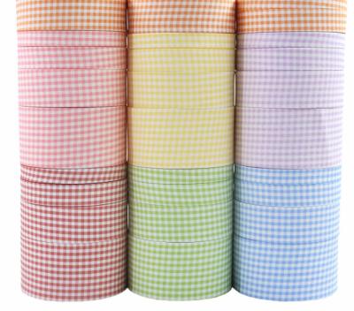 China Grid pressed fabric ribbon, small grid woven ribbon, handmade DIY bow tie, hair accessory, bow tie, clothing, cotton fabric ribbon for sale