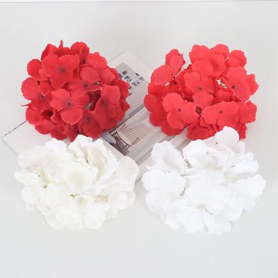 China Wholesale of 27 pieces of frosted fabric hydrangea flower heads, artificial flowers for festival wedding road flower arrangement, flower wall base decoration and artificial flowers for sale