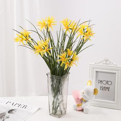 Chine Simulation de fleur, fabricant transfrontalier en gros, fleur fausse Manzhu Shahua, projet d'aménagement paysager de plantes vertes, bouquet de soie, orchidée de vent et de pluie à vendre