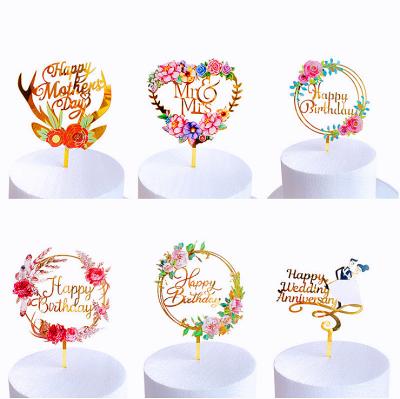 China Garland Happy Birthday Acrylic Cake Topper Decorations W12.5cm Te koop