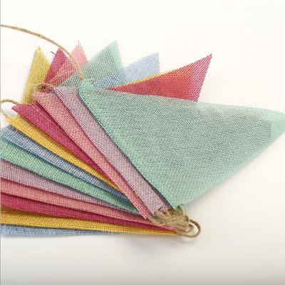 China Classic Linen Burlap Bunting Flags Party Decoration Items Colorful zu verkaufen