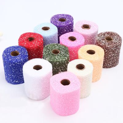 China Weißer Schnee Dots Organza Tulle Rolls Wrapping Mesh Fabric 15cm x 5 Yards zu verkaufen