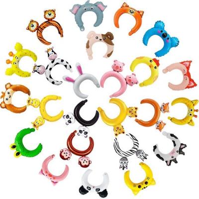 China 24pcs Kid Cartoon Inflatable Animal Headbands Foil Balloons OEM for sale