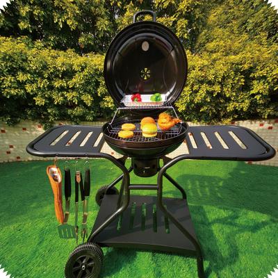 China Easily Assembled F26 Cart Wheels Durable BBQ Grill Black Luxury Table Kettle BBQ Charcoal Grill for sale