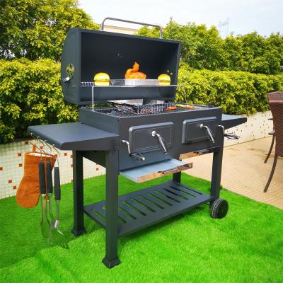 China Easily Assembled F07 Outdoor Charcoal BBQ Grill Picnic Patio Backyard Cooking BBQ Grills With Doble Side Table for sale