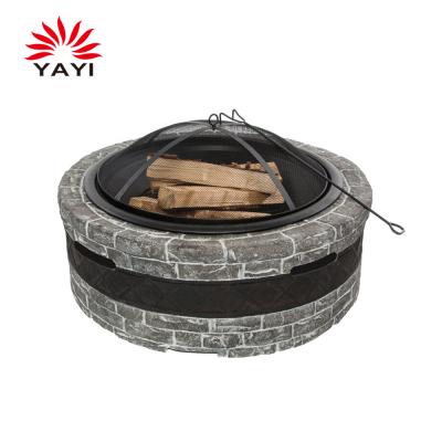 China Stored Modern 35inch Patio Stone MgO Fire Pits Outdoor Table Furniture Gas Fire Pit for sale