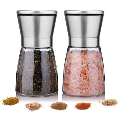 China Long Lasting 304 Stainless Steel Manual Glass Salt and Black Pepper Grinder for sale