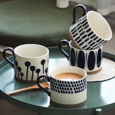 China 380ml Hand Suction Design Pottery Rough Porcelain Mug Stocked Ceramic Mug For Coffee Tea for sale