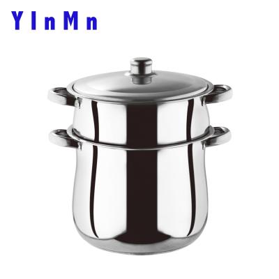 China Sustainable European Style Compound Stainless Steel Bottom Couscous Steamer Set With Stainless Steel Lid And Handle For Food for sale