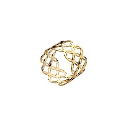 China Sustainable Christmas Gold Hollow Flower Simple Design Metal Napkin Ring for sale