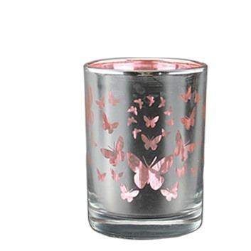 China Hollowed Out WAREHOUSE - Pink Floating Butterflies Candle Glass Jars, Custom Scent Candle in Glass Jar for sale