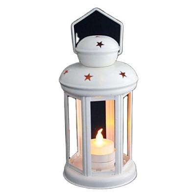 China Wedding Anniversary Custom Painted Metal Lantern Iron Candle Hanging Decorative Props Wholesale for sale