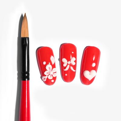 China Hot Selling NAIL Redwood Handle Nail Pickup Brush Crystal Pen Kolinsky Hair Acrylic Nail Brush for sale