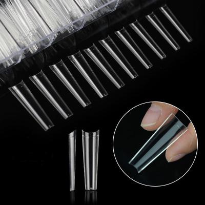 China New Design New Product Super Denim Nails Long C Fold Half-Stick Seamless False Nails for sale