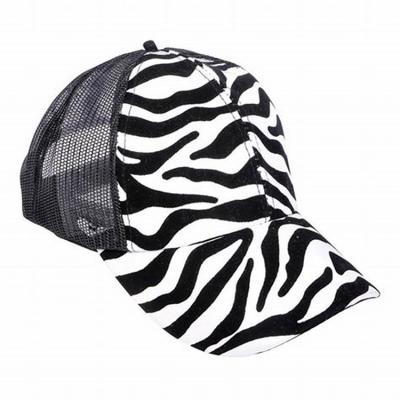 China breathable & Fashion Waterproof Custom 100% Cotton Zebra Stripe 6 Panel Baseball TRUCKER Sports Hat Hat for sale