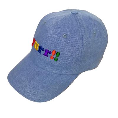 China breathable & 100% cotton waterproof custom logo baseball sports dad hat unstructured denim wholesale hat with 3D embroidery for sale