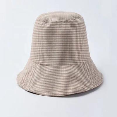 China High Quality Character Fashion 100% Cotton Square Check Bucket Hat Custom for sale