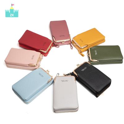 China Fashion Trendy PU Leather Liner Purses Woman Mini Phone Bags Pu Leather Small Purses Designer Fashion Wallet Shoulder Phone Bags for sale