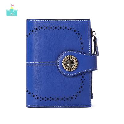 China 2021 New Oil Wax Cowhide Women's Wallet Small Zipper Women's Wallet Cute Anti-theft Coin Purse for sale