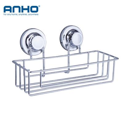 China Modern Stainless Steel Shower Caddy Wall Hanging Corner Double Suction Cup Bathroom Soap Dish for sale