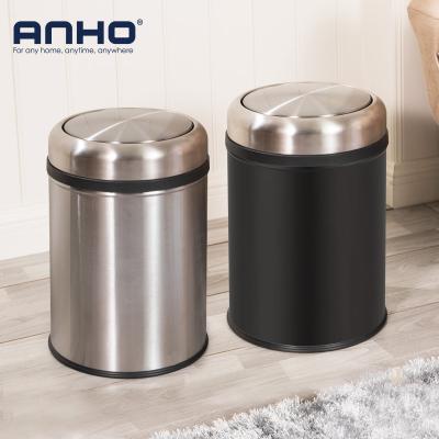 China 15L Sustainable High Quality Stainless Steel Trash Can Waste Paper Bin Kitchen Compost Waste Paper Open Top Trash Can for sale