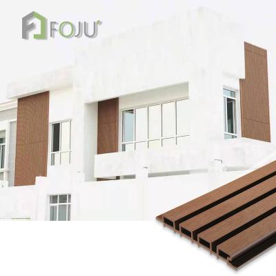 China Eco-friendly commercial exterior wall cladding waterproof exterior plastic composite fluted wpc wall cladding for exterior decoration for sale