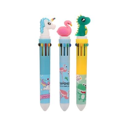 China office & School Pen Hot New 22 Styles Cute Cartoon Soft Silicone Head Colored 0.5mm Bullet Refill Writing Smooth No Ink Press Broken Ballpoint Pen for sale