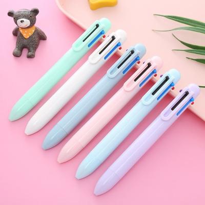 China office & Bullet Pen Hot New Custom LOGO Press Style Retractable 0.5mm School Inscription Smooth No Broken Ink 6 in 1 Multicolor Colorful Ballpoint Pen for sale