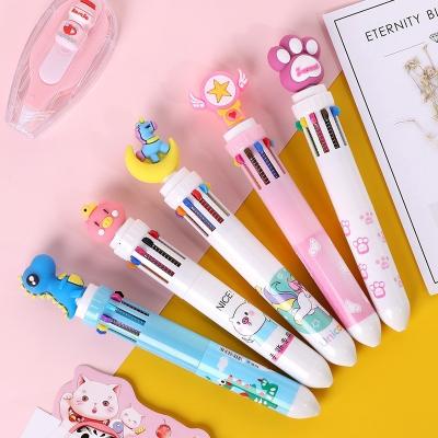 China office & 0.5mm School Pen Custom LOGO Creative Cartoon Shape Press Motion Seed Type Writing Comfortable Smooth No Broken Ink Multicolor Plastic Ballpoint Pen for sale